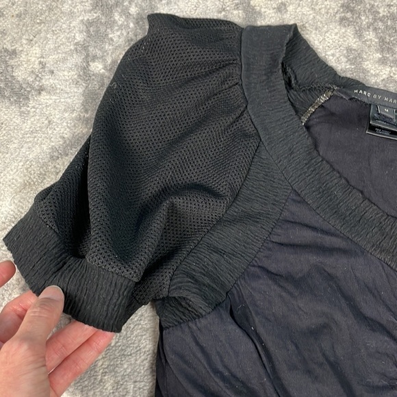 Marc by Marc Jacobs Cutout Back Dress Black Jersey Mesh Fitted Sz M - Picture 12 of 13